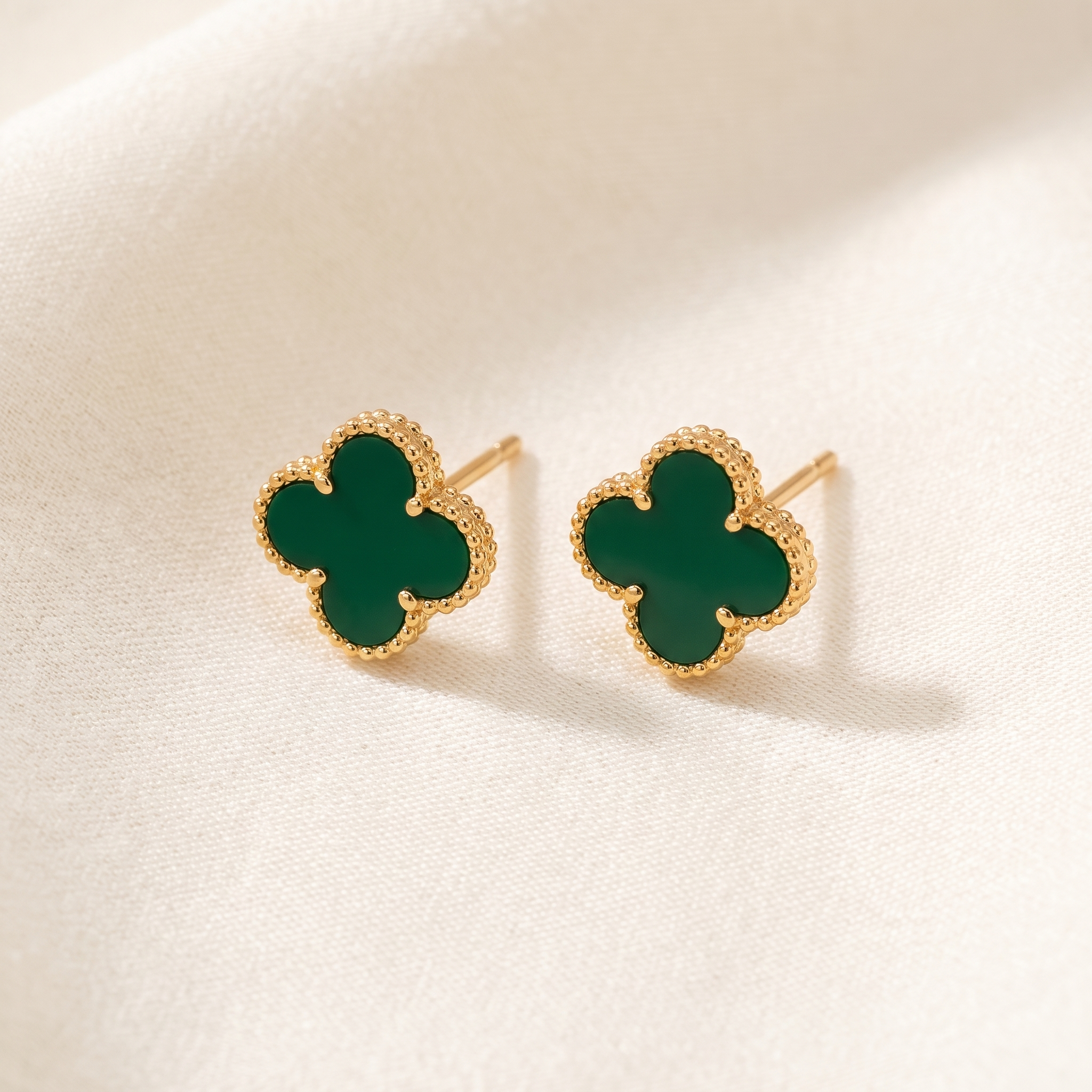 TRIANON Clover Studs - four-petal clover gold-tone stud earrings